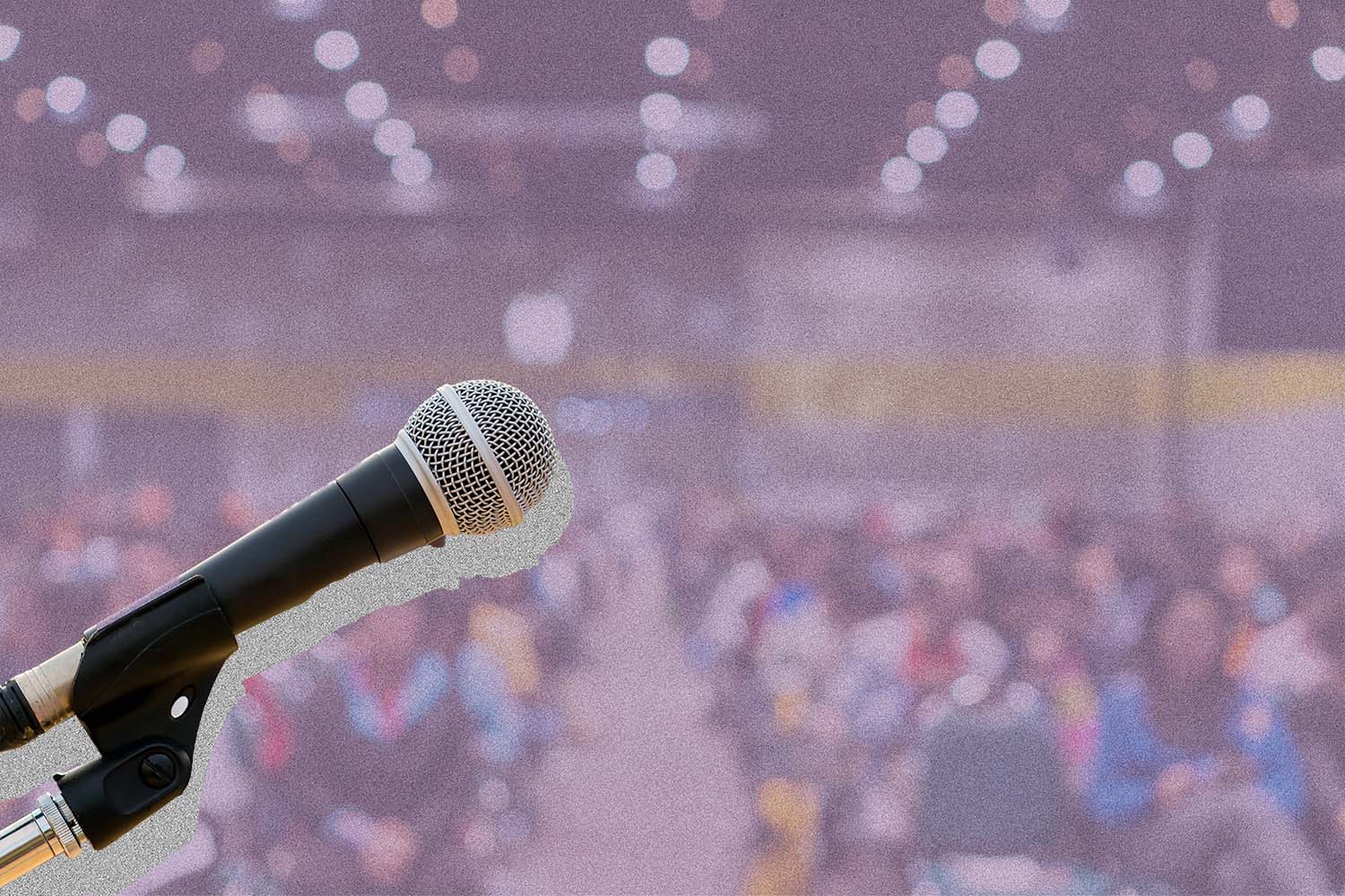 Microphone in front of a crowd of people