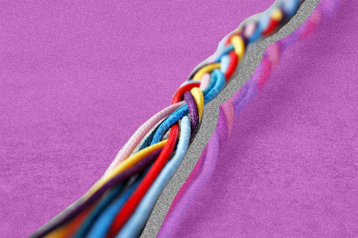 A braided rope of many colors