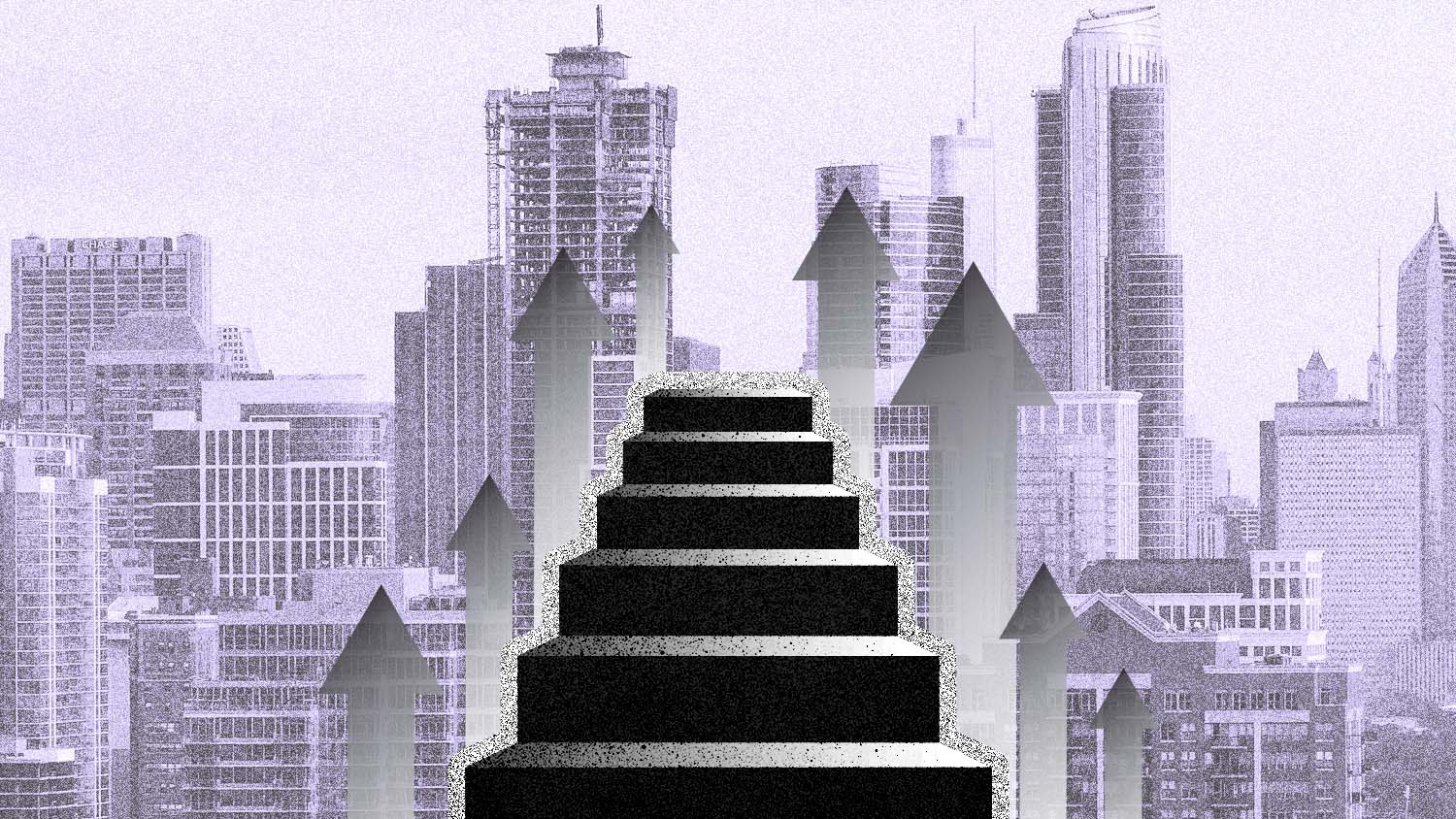 Stairs over a city scape