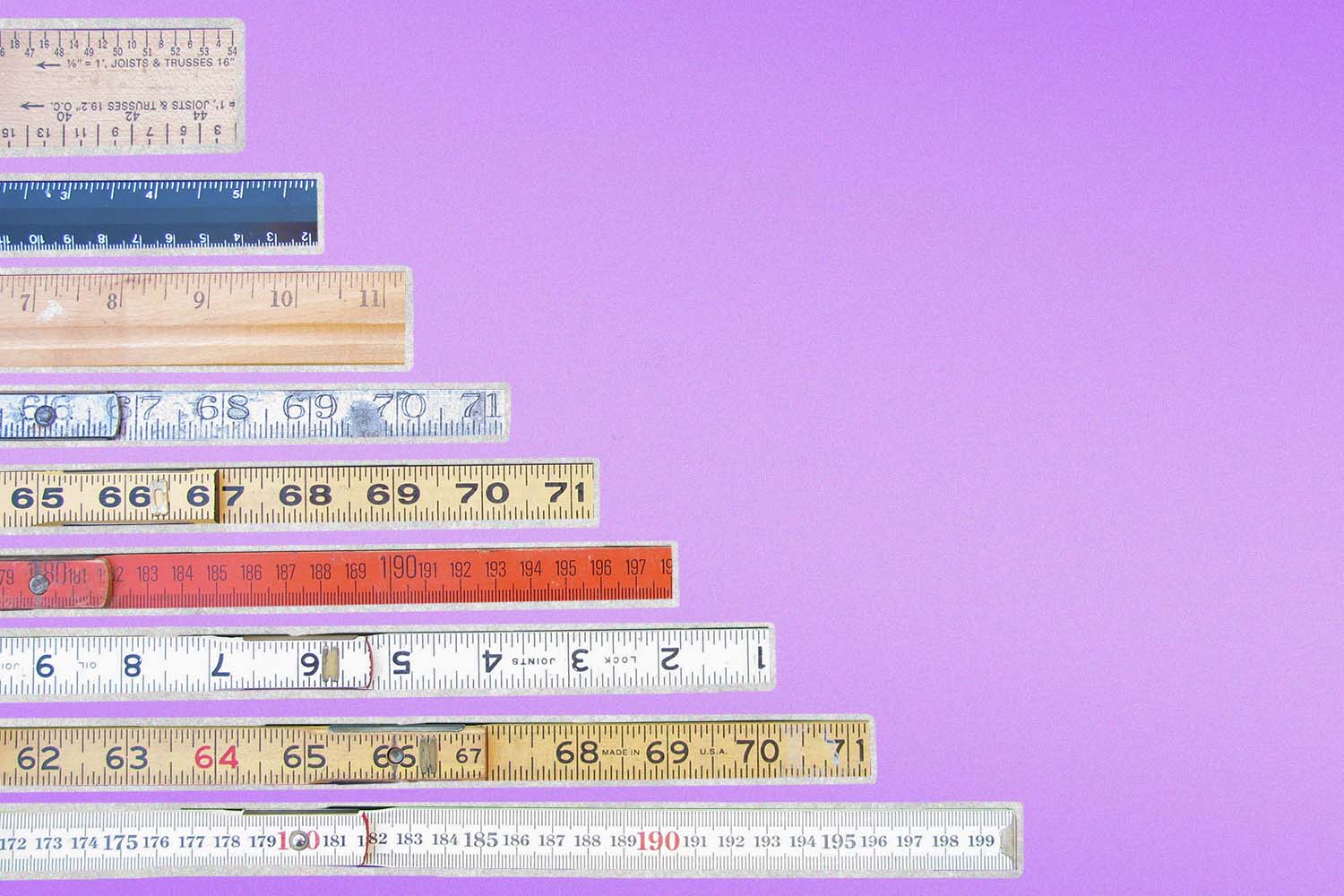rulers lined up in a row