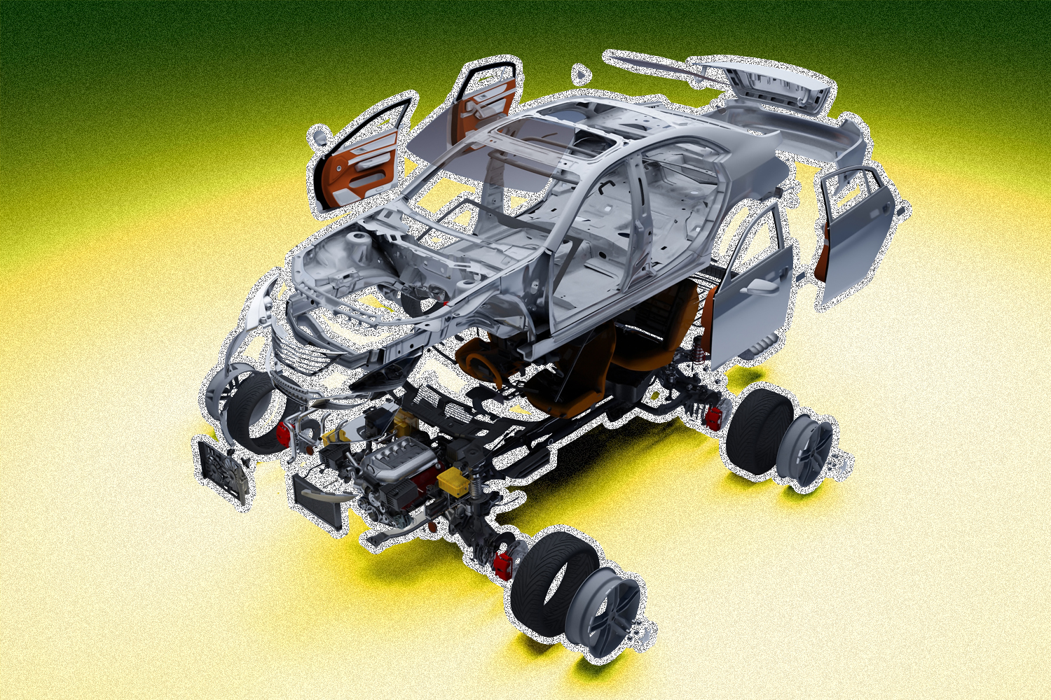 Image of a car model with parts