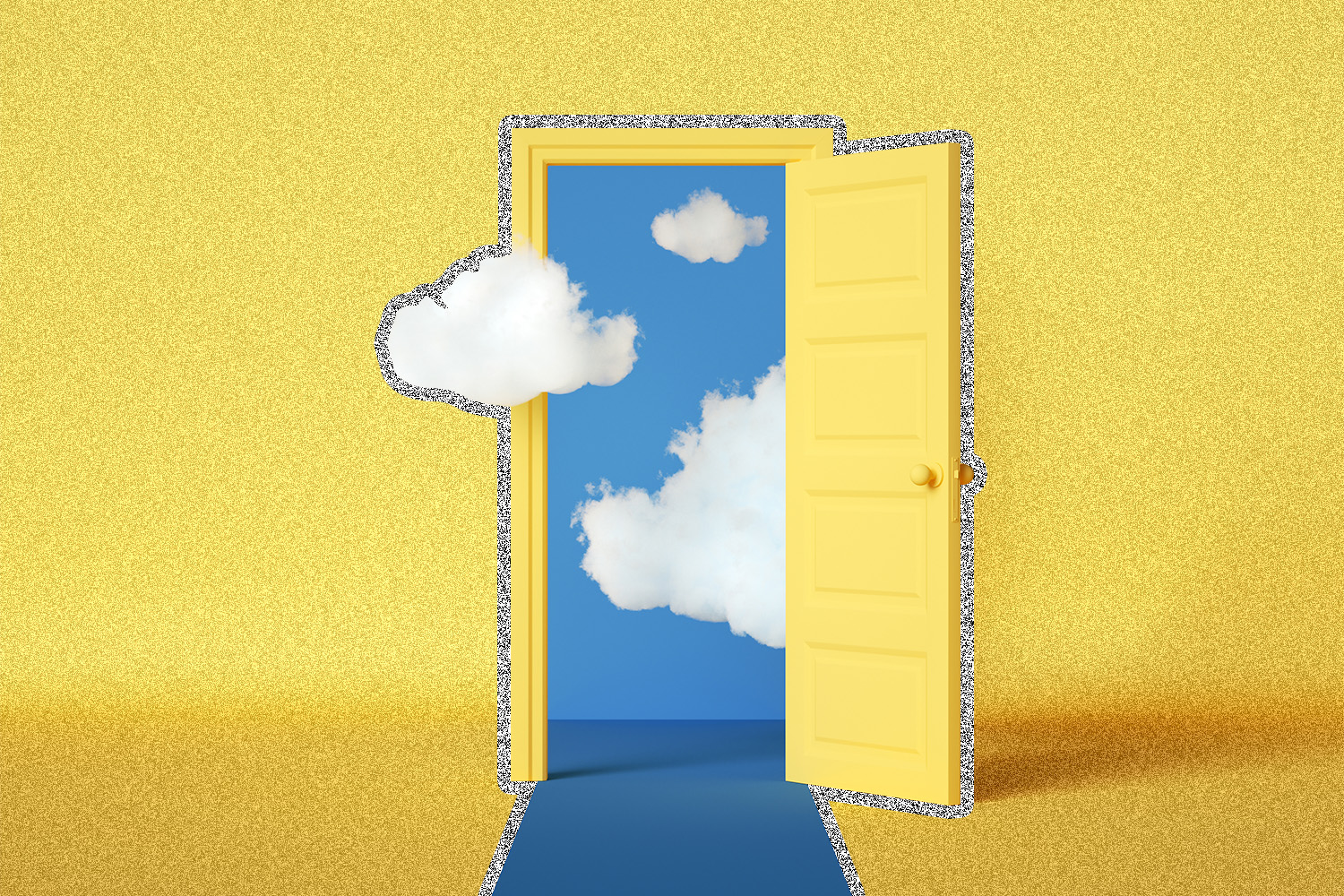 Open door with clouds