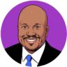 Illustrated headshot of Kevin Walters on purple background