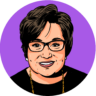 Maria Sardo illustrated headshot with purple background